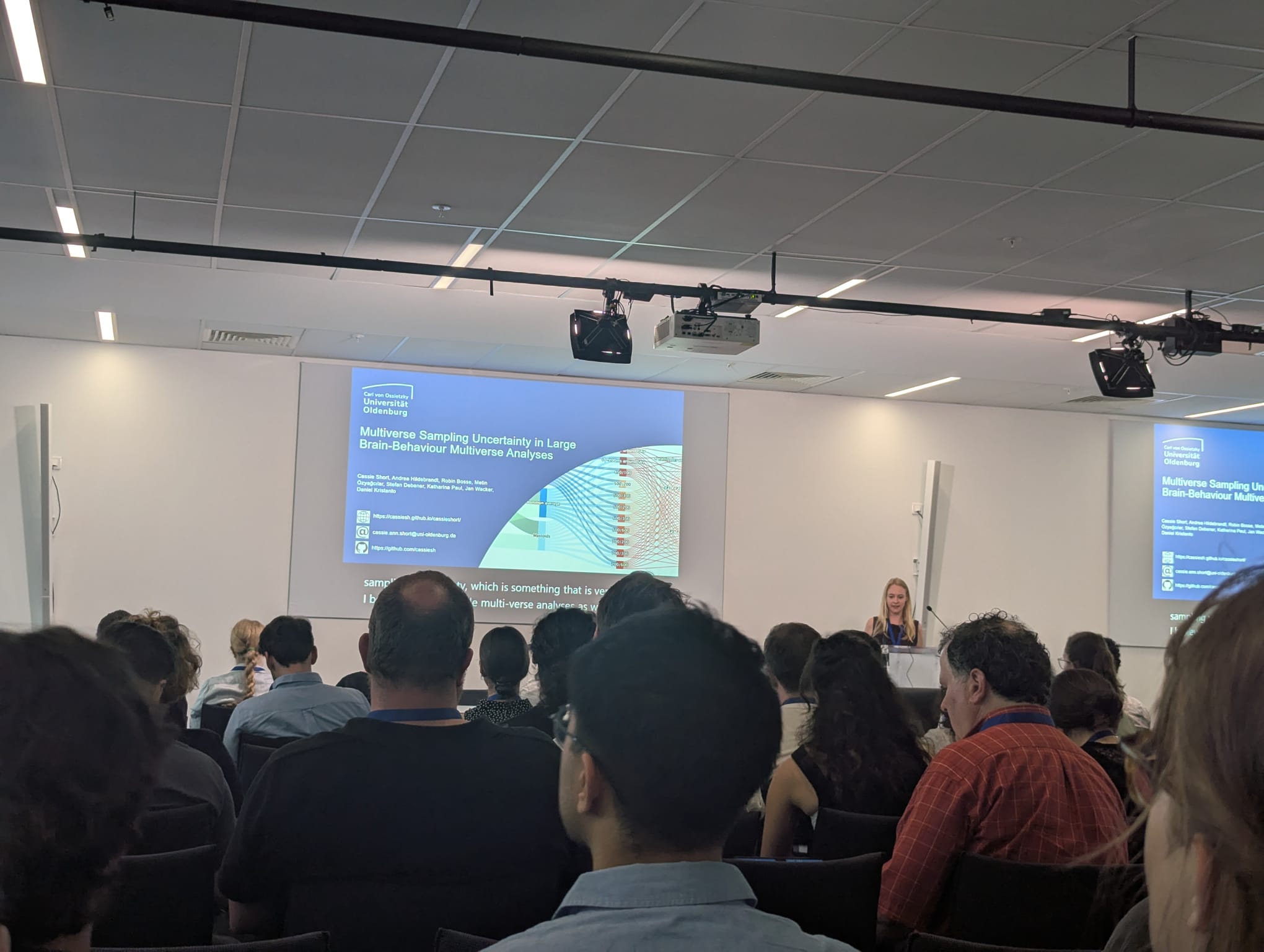 Cassie speaking at OHBM
